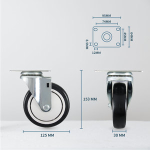 Type de pivot de roulettes de PVC de chariot lourd de 125mm grand avec le plat pour l'usage industriel - Product Image 2