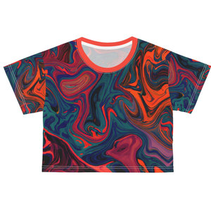 Nueva llegada de las mujeres Crop Top Mejor moda de verano Venta en línea Regular Fit Camiseta de media manga Diseño de sublimación - Product Image 3