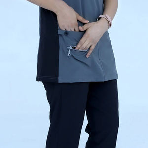 ชุดสครับขัดคอคอวีสำหรับผู้หญิงชุดสครับสีบล็อกสีสำหรับพยาบาลโรงพยาบาล - Product Image 5