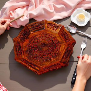 Plateau en bois naturel idéal pour servir sur une table à manger ou comme présentoir élégant de bougies sur une table basse en Inde - Product Image 5