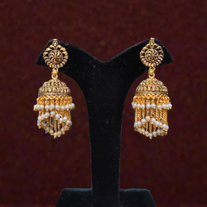 ชุดต่างหูชุบทอง22CT สำหรับผู้หญิงชุดเครื่องประดับต่างหูสไตล์ Jhumka ดีไซน์ไม่เหมือนใคร - Product Image 1