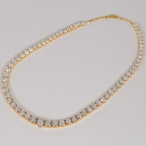 Collar de tenis de oro amarillo de 14kt para mujer VVS Clarity Diamond con moissanita para compromiso de boda o regalo - Product Image 6