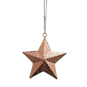 Elegante y Duradero Adorno Navideño de Estrella Colgante Hecho a Mano en Metal de Hierro Chapado en Cobre Estilo Americano para Decoración del Hogar - Product Image 1