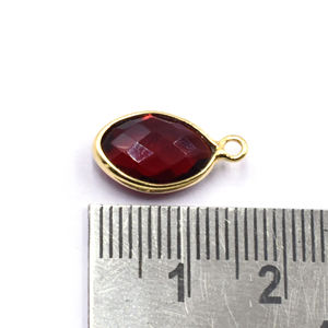 จี้เงินชุบทองรูปทรงมาร์ควิสประดับพลอยโกเมนควอตซ์ ขนาด 15 ถึง 17 มม. พร้อมห่วง - Product Image 3