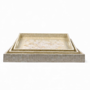 Plateau rectangulaire en nacre pour collations et fruits, plateau de service naturel, plateau en coquille, fabriqué directement au Vietnam - Product Image 2