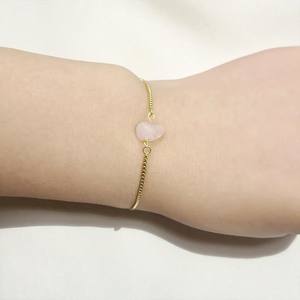 Handmade 18k Gold Plated Raw Tumble <b>Rose</b> <b>Quartz</b> Stone <b>Bracelet</b> - 925 Silver Women <b>Bracelet</b> Jewelry - Wholesale <b>Bracelet</b> Gift - Product Image 1