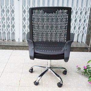 SFGLV013 Office Swivel Chair with <b>Plastic</b> Back and Chrome Metal <b>Mesh</b> Material Tied Together Armrests - Product Image 3