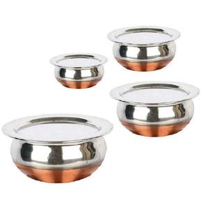 Bol en cuivre en acier inoxydable bol de riz en cuivre avec couvercle et boutons en laiton pour taille personnalisée - Product Image 5