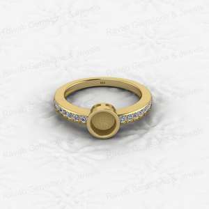 Composants de bijoux en argent sterling 925, semi-monture à sertissage clos 6 mm avec zircone cubique 1,80 carat, pour bague cocktail vierge et bijoux souvenir de lait maternel - Product Image 1