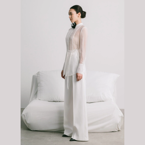 Gran oferta de blusas y camisas para mujer, BLUSA GRIS DE MANGA LARGA, camisa de manga larga, tela de Cupro, ropa de Boutique para mujer, lujo - Product Image 1