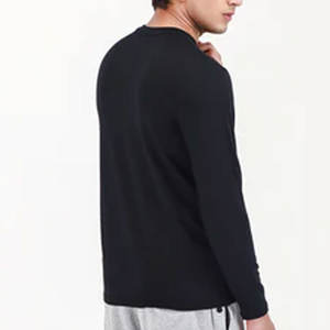 T-shirts à manches longues pour hommes, couleur noire, col rond - Product Image 4