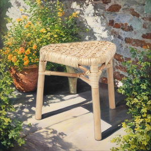 Tabouret en rotin artisanal pour l'extérieur Appel compact et organique pour chambres, studios ou coins de jardin - Product Image 2