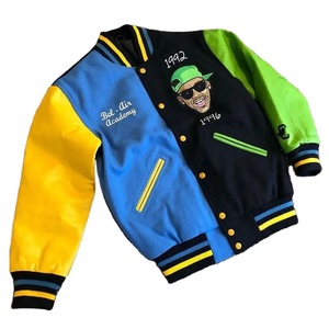 Chaqueta de Alta Calidad con Ribete en Contraste y Bordado Personalizado para Hombre, Chaqueta Universitaria de Béisbol con Parches y Graffiti - Product Image 1