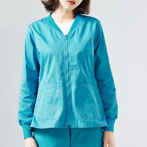 Veste de gommage à glissière uniforme à manches longues soins infirmiers veste à glissière médicale uniformes coton Scrubs Vestes - Product Image 6