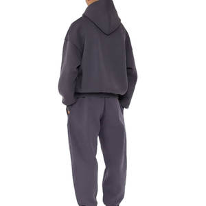 Heavy Weight Cotton Fleece Drop Shoulder Oversize Baggy <b>Hoodie</b> and Sweatpants Tracksuit for Men - Product Image 5