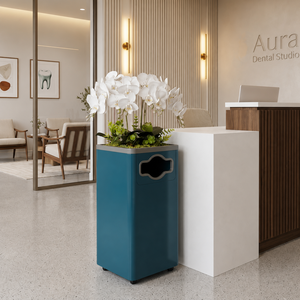 Poubelle commerciale TH-CTC-004 bleu sarcelle foncé de qualité supérieure avec arrangement de fleurs artificielles pour hall d'hôtel et bureau - Product Image 5