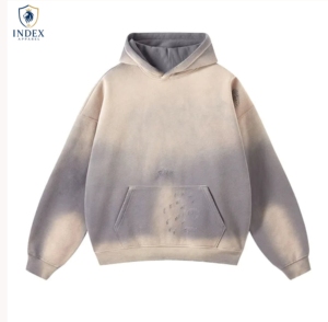 เสื้อฮู้ดดี้ทรงโอเวอร์ไซส์ยูนิเซ็กซ์ ยี่ห้อ Index Apparel ลายมัดย้อมไล่เฉดสี ผ้าฝ้ายเฟรนช์เทอร์รี่ มีกระเป๋าเสื้อ ดีไซน์สำหรับใส่ในฤดูใบไม้ร่วง ความยาวปกติ - Product Image 1