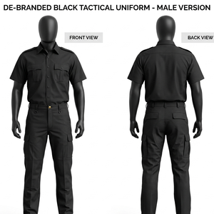 Uniforme de sécurité tactique noir en polycoton premium 240 GSM, tenue de patrouille avec poches cargo, uniforme de garde de sécurité - Product Image 1