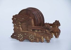 RABEH Natural Modern Durable Round Shape Wooden <b>Coaster</b> <b>for</b> <b>Drinks</b> Handcrafted Mug Mat Packaged in Carton - Product Image 2