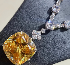 Beau collier jaune taille fantaisie carré en argent sterling 925 cadeau pour son mariage travail spécial bijoux de travail en diamant - Product Image 1