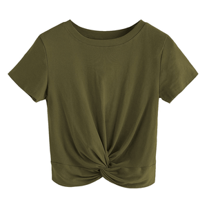 2025 Premium mujer Slim Fit Crop Top 100% algodón liso manga corta Camiseta suelta Fit Sport Cropped algodón Tops - Product Image 4