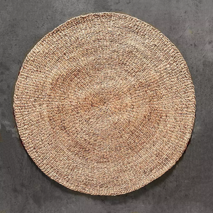 พรมและแผ่นรองพื้นสานจากผักตบชวา ทรงกลม สไตล์วินเทจ โบฮีเมียน แบบเรียบง่าย สำหรับตกแต่งบ้าน - Product Image 1