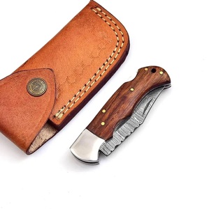 Cuchillo Plegable de Bolsillo de Acero de Damasco Hecho a Mano de Grado Industrial de Alta Calidad para Caza y Exteriores con Mango Personalizado, 1 Año de Garantía - Product Image 3
