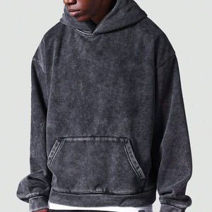 Sudaderas con capucha para hombre, sudadera con bolsa gráfica con apliques personalizados, jersey de gran tamaño lavado con ácido, sudaderas con capucha con hombros caídos, sudaderas con capucha para hombre - Product Image 4