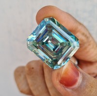 40 Ct Moissanite bleu taille émeraude, clarté VVS, diamants de grande taille, moissanite bleue facettée, fabrication de bijoux