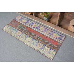 Alfombra Turca Rústica Vintage Roja y Azul de 18x4 pies, Alfombra Grande de Lana Ecológica de 9x12 Rectangular, Alfombra de Retazos para Entrada y Pasillo, Látex - Product Image 4