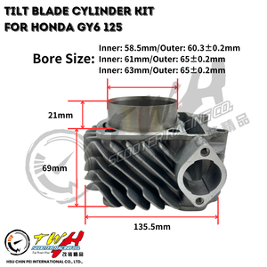 Kit cylindre-Piston, pour moto de course GY6 125, cylindre - Product Image 2
