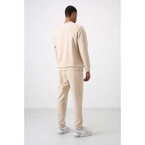 Conjunto Deportivo Informal para Hombre en Algodón Beige, Grueso, Suave y Texturizado, Ajuste Cómodo con Diseño Bordado-85254 - Product Image 1