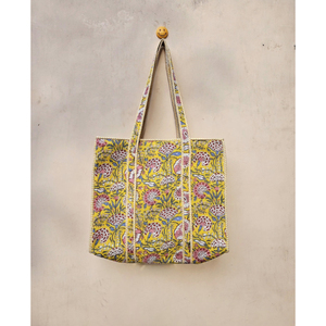 Sac fourre-tout matelassé en coton fait main, imprimé léopard, grand sac de plage vintage avec fermeture éclair, sac à bandoulière portable pour femme avec chaînes - Product Image 1
