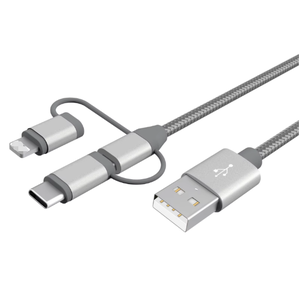 Cadeau promotionnel Logo personnalisé Certifié Mfi Câble multi-<span class=keywords><strong>chargeur</strong></span> USB 3-en-1 Type-C en PVC/Nylon Conducteur en cuivre pur Modèle A02 pour - Product Image 1