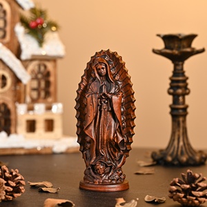 Guadalupe vergine maria statua in legno devozionale, bella figura scolpita dettagliata per collezioni di arte cattolica - Product Image 3