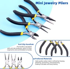 8Pcs Trang Sức Làm Kìm Công Cụ Kit Bao Gồm Kim Mũi Kìm Dây Máy Cắt Nhíp Thimble Vòng U-Hình Dạng Kéo Cho Đồ Trang Sức - Product Image 4