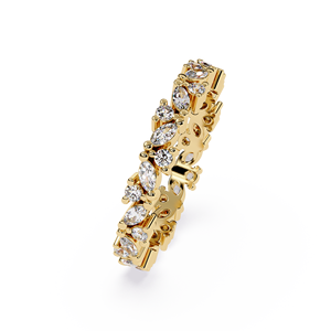 Bague Éternité de Luxe en Diamants Taille Marquise et Ronde, Or Jaune 14K 18K, Bijoux de Mariage, Conception Personnalisée, Vente en Gros - Product Image 3