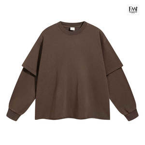 Productos de alta demanda Camisetas de dos capas con 100% camisetas de doble capa de algodón para hombres para personalizar su propio logotipo de marca - Product Image 2