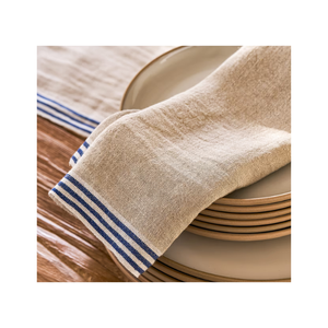 Serviettes en coton certifiées GOTS 18x18 pouces 300TC, bleu, motif en treillis personnalisé numérique, idéal pour les acheteurs de restauration durable - Product Image 3