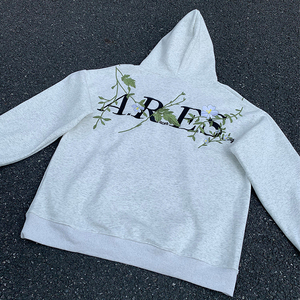 เสื้อฮู้ดดี้โอเวอร์ไซส์ผ้าเฟรนช์เทอร์รี่ปักลายดอกไม้สไตล์ใหม่สำหรับฤดูหนาวแบบยูนิเซ็กซ์ ผลิตโดยผู้ผลิตเสื้อผ้าสตรีทแวร์ - Product Image 3