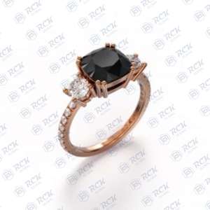 1.50 TCW coussin coupe 3 pierres Moissanite bague de fiançailles 18KT or bijoux de mariage pour les femmes - Product Image 2