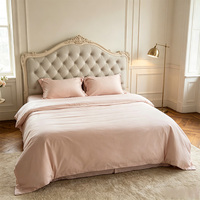 Parure de draps 4 pièces en fibre de bambou, unie, personnalisable avec logo, lavable en machine, hypoallergénique, rafraîchissante, soyeuse, à poches profondes, vente en gros