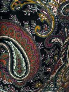 Cortina de Terciopelo de Algodón Negro Estilo Vintage, Cortinas con Estampado Paisley Tradicional, Terciopelo de Algodón de Lujo - Product Image 2