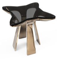 Table d'appoint de luxe au design royal, style nordique, plateau en verre noir et or, table d'angle en marbre et verre, vente en gros