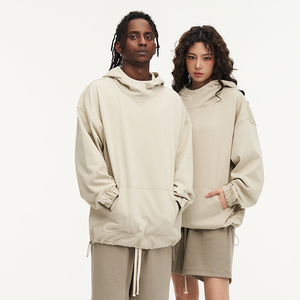 2024 High Quality Stacking No <b>String</b> Embroidered Winter <b>Hoodies</b> 400 Gsm Heavyweight Oversized Unisex Puff Printing Custom Men - Product Image 2