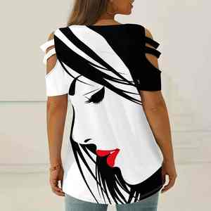 Camiseta deportiva de punto para mujer, de manga corta, corte regular, transpirable, con cremallera, para verano - Product Image 5