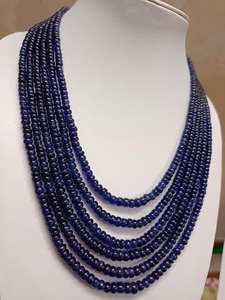 Collier en saphir bleu naturel, perles rondes lisses, véritable pierre précieuse en saphir, bijoux faits à la main - Product Image 3