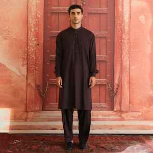 Traje Étnico de 2 Piezas para Hombre, Estilo Pakistaní Musulmán, Shalwar Kameez, Talla Grande, Casual, con Cierre, Transpirable, Venta al por Mayor de Fábrica, OEM ODM - Product Image 2