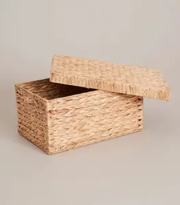 Woven Rattan Bamboo Basket Water Hyacinth Storage Basket With Lid Seagrass Basket from Viet Starlight Factory
