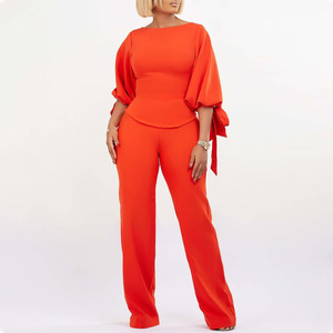 Nouvelles Combinaisons Tendance pour Femmes Grandes Tailles, Ensembles Une Pièce Haut et Bas Couleur Unie Africaine, Robe d'Été, Vente en Gros, Logo Personnalisé 2026 - Product Image 1